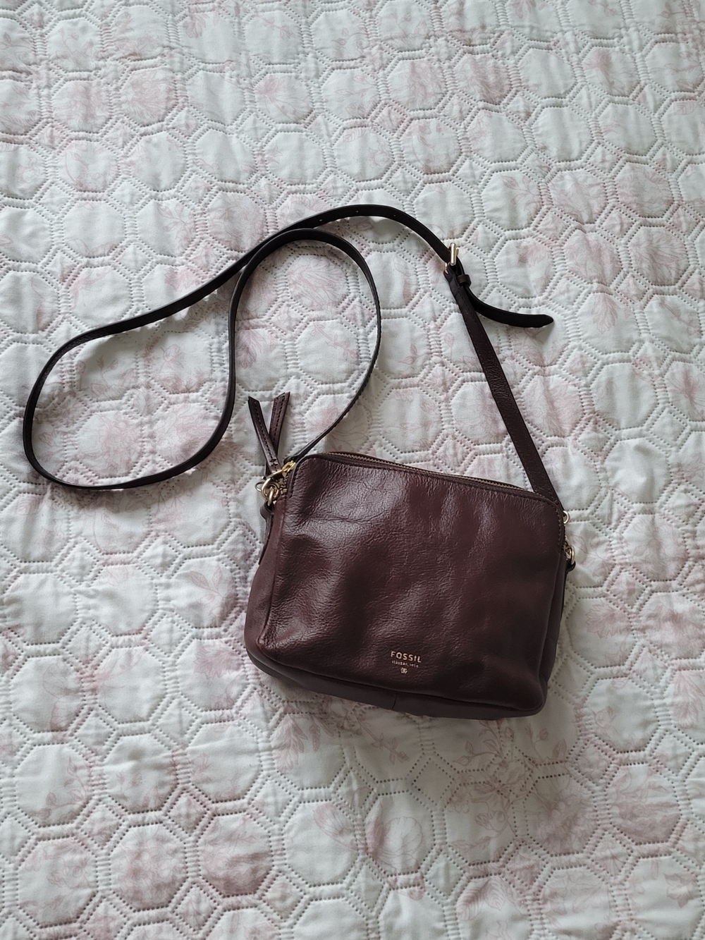 Fossil Small Leather Crossbody Bag in Dark Brown